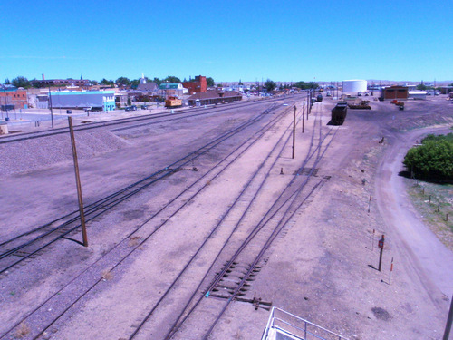 A view of the east side from the Rawlins Railroad Bridge.